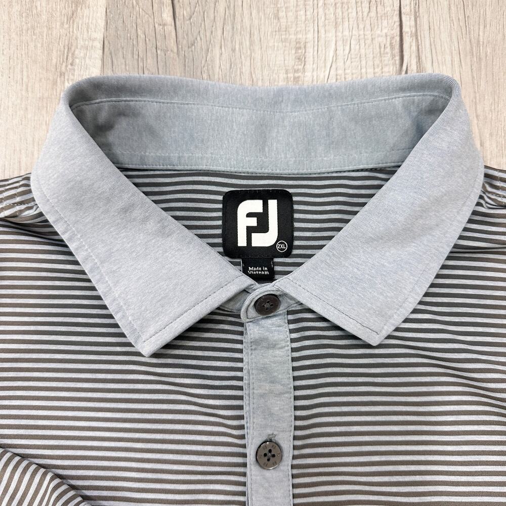 Lot Of 2 Footjoy Polo Shirts Mens 2XL Striped Pattern Performance Golf - Picture 3 of 16